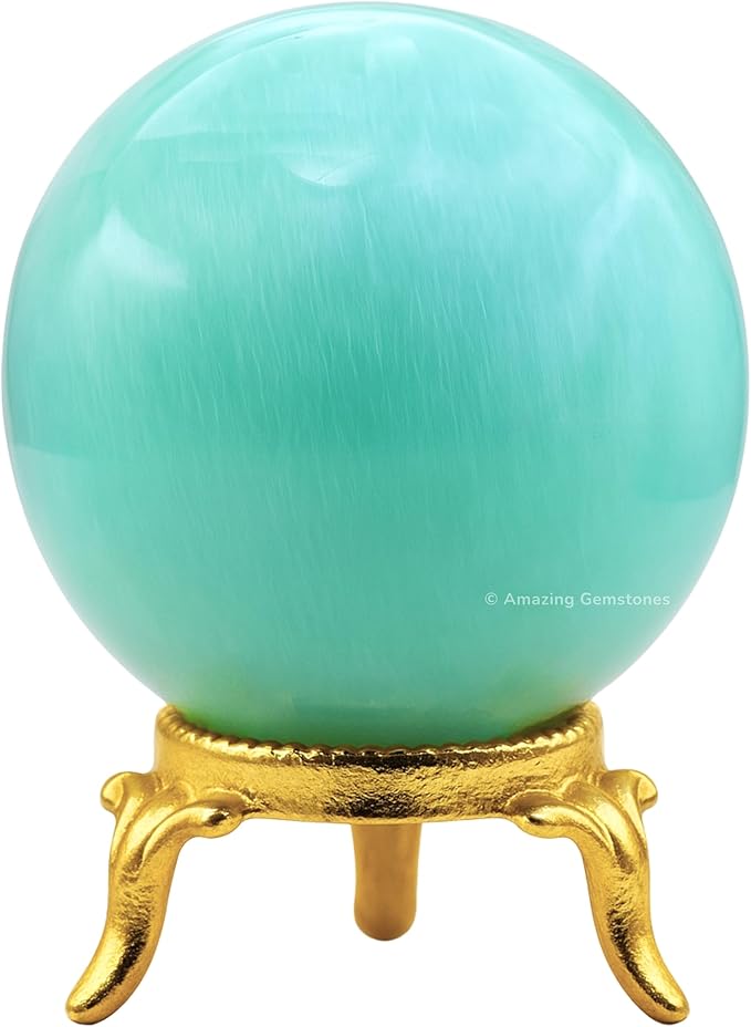 Amazing Gemstone Amazonite Crystal Ball with Stand - 2" Inches Crystal Sphere Meditation Balls for Witchcraft and Decorative Balls