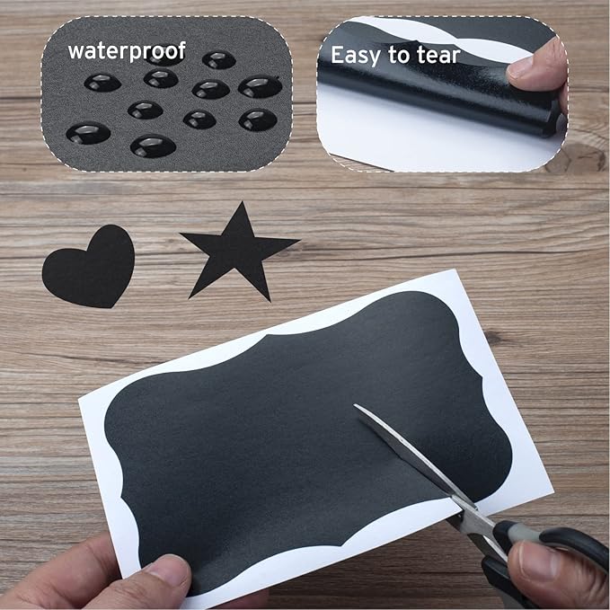 ONUPGO Large Chalkboard Labels (48 Pack), 4 x 6 Reusable Blackboard Stickers Waterproof Chalkboard Sticker for Jars, Parties Decoration, Craft Rooms, Weddings, Storage, Organize Your Home & Kitchen