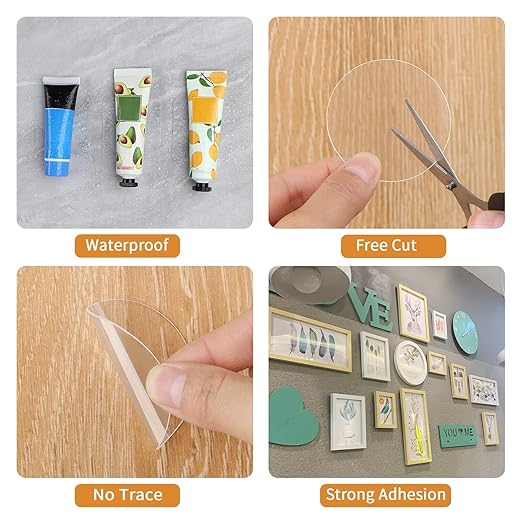 50PCS Heavy Duty Double Sided Adhesive Mounting Circle Tape- Waterproof,Strong Adhesion,Clear, High Strength,No Residue Removability for Hanging,Wall Mounting, Home Decor,Adhesive for Shower