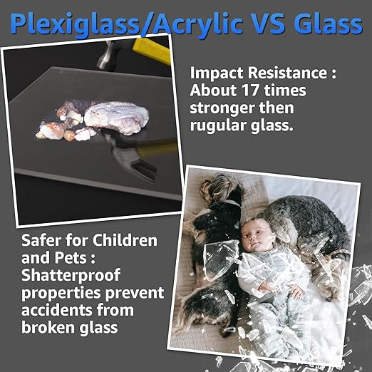 Art3d (2 Pack) 1/4" Thick Plexiglass Sheets - 12" x 12" PET Clear Acrylic Sheets for Art Design, Craft Projects, Signs, DIY in Home, Wedding, Festival,Party,Office