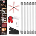 Chimney Sweep Kit - 33 Feet, 10 Flexible Rods, Brush & Drill-Driven Rotary System