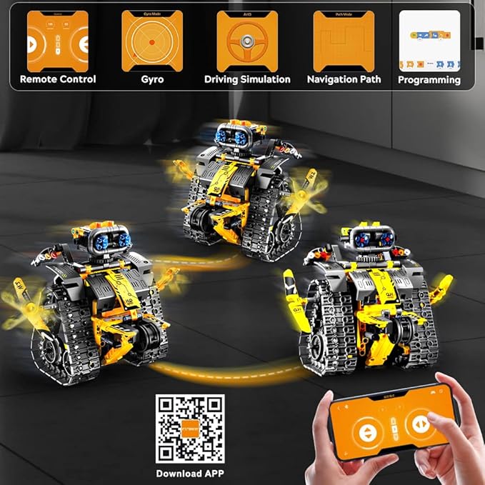 HOGOKIDS Robot Building Toys for Kids - 5 in 1 Remote & APP Controlled Building Set | RC Wall/Engineer Robot/Mech Dinosaur STEM Toys for Boys Girls Age 6 7 8 9 10 11 12+ Year Old (520 Pcs)