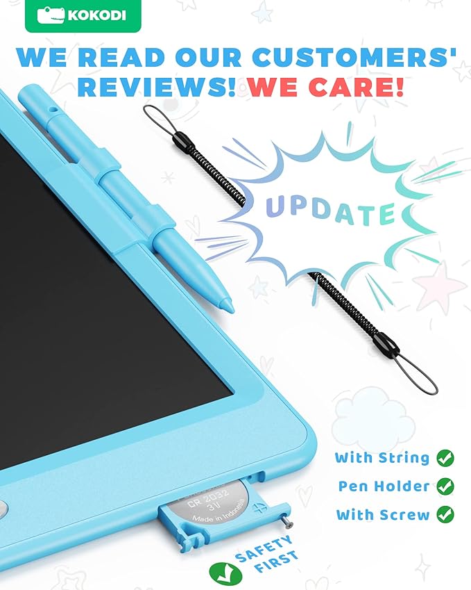 KOKODI LCD Writing Tablet, Gifts for 3 Years Old Boys and Girls，10 Inch Colorful Doodle Board Drawing Tablet, Erasable Reusable Electronic Drawing Pads, Educational and Learning Toys for Kids