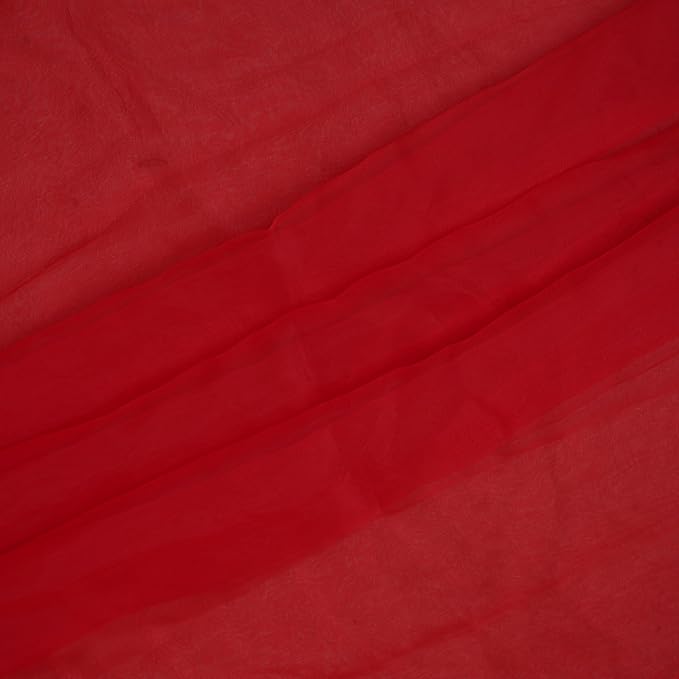 Organza Fabric 5 Yard Bridal Solid Sheer Organza Fabric Bolt for Wedding Dress, Fashion, Crafts, Decorations Silky Shiny Organza 44" - (5 Yard, Red)
