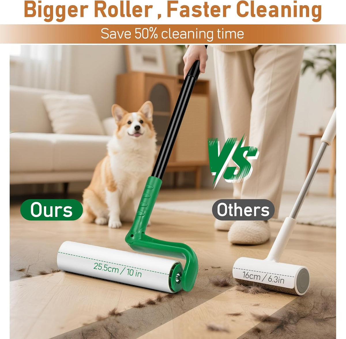 Large Lint Roller Refills for Lint Remover,4 Pack 10 Inch Big Lint Roller Refill Compatible with Evercare Mega Roller Cleaning for Carpets, Furniture, Pet Hair