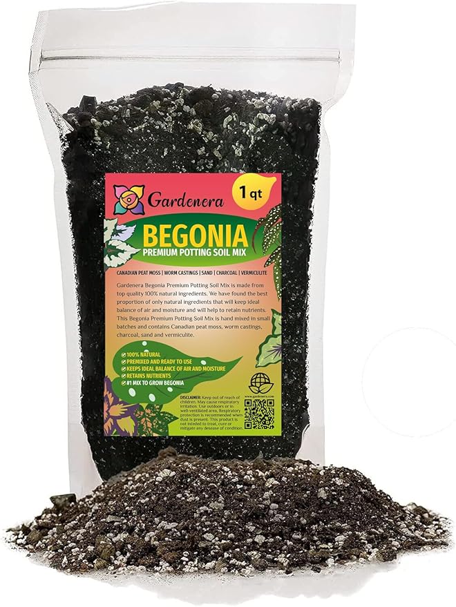 Gardenera Premium Begonia Plant Potting Mix - Crafted for Lush Growth and Captivating Blooms - 1 Quart