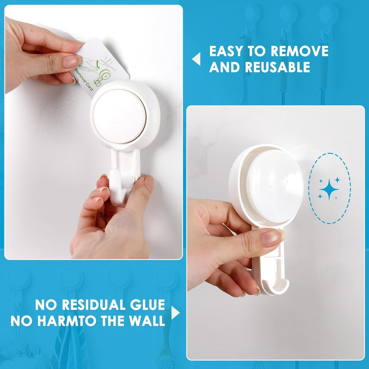 LUXEAR Suction Hooks Powerful Suction Cup Hooks Vacuum Suction Holder Heavy Duty Shower Suction Hooks Glass Door Window Christmas Wreath Hanger Waterproof Suction Hanger for Bathroom Kitchen-6Pack