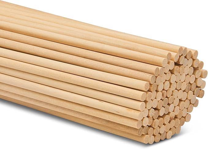 Dowel Rods Wood Sticks Wooden Dowel Rods 3/16 x 24 Inch Unfinished Hardwood Sticks for Crafts and DIYers 100 Pieces by Woodpeckers