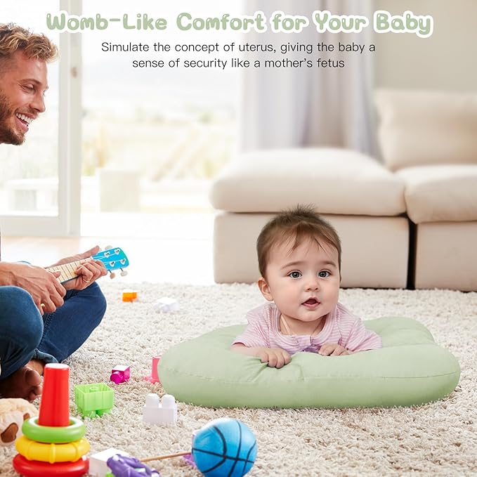 Baby Lounger for Newborn, Bionic Design Baby Lounger, Soft Organic Cotton Breathable Lounger for Infants 0-18 Months (Green)