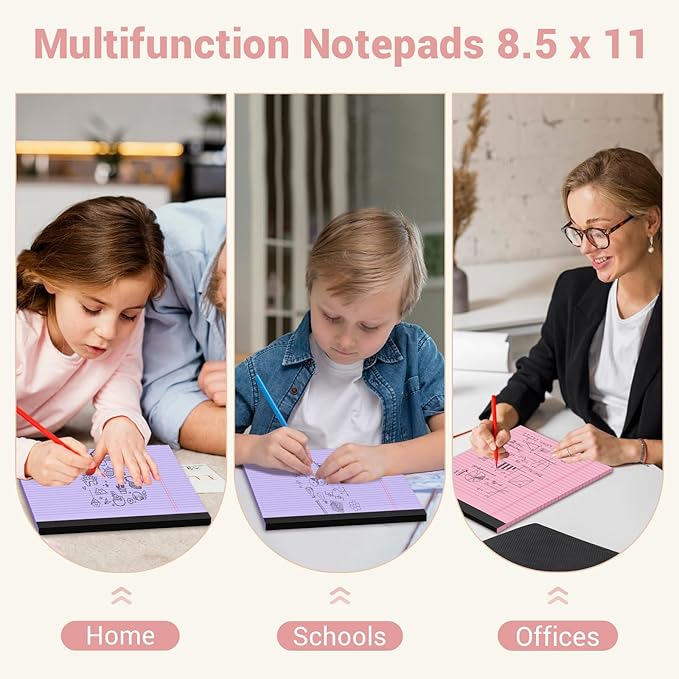 Legal Pads 8.5 x 11 Colored Note Pads, 2 Pack Notepads 8.5 x 11 Lined Paper, Colored Notebook Paper Writing Pads 30 Sheets per Colored Paper Pads 8.5 x 11 for Purple Legal Pads Home Office School