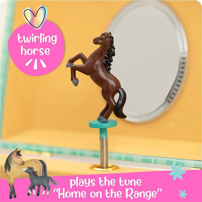 Musical Horse Kids Jewelry Box - Girls Jewelry Box with Mirror, Horse Toys for Girls Age 4-6