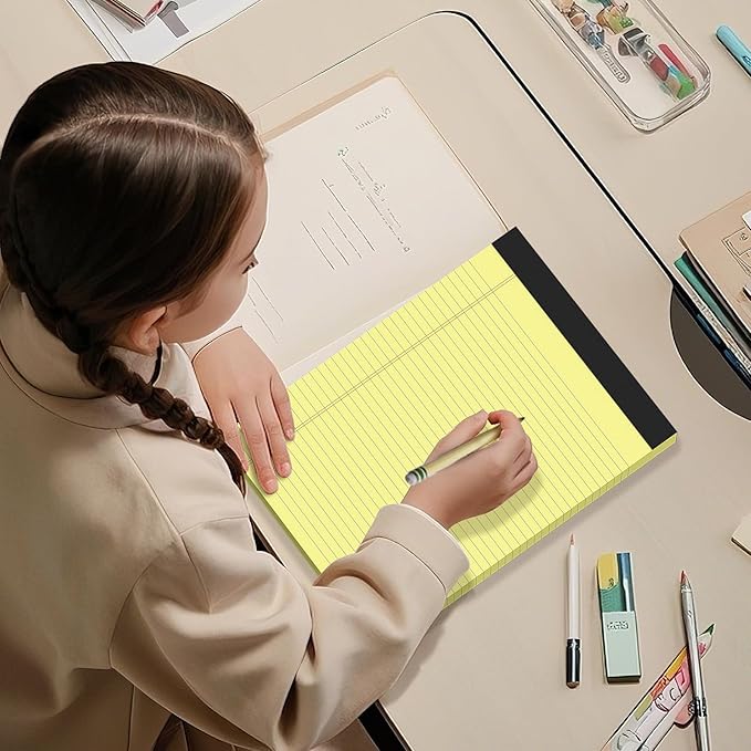 300 Sheets Yellow Legal Pads 8.5 x 11 College Ruled Paper 6-Pack Note Pads Narrow Ruled 50 Sheets per Notepad Perforated Writing Pad Durable Sturdy Back 8x11 Pads of Paper