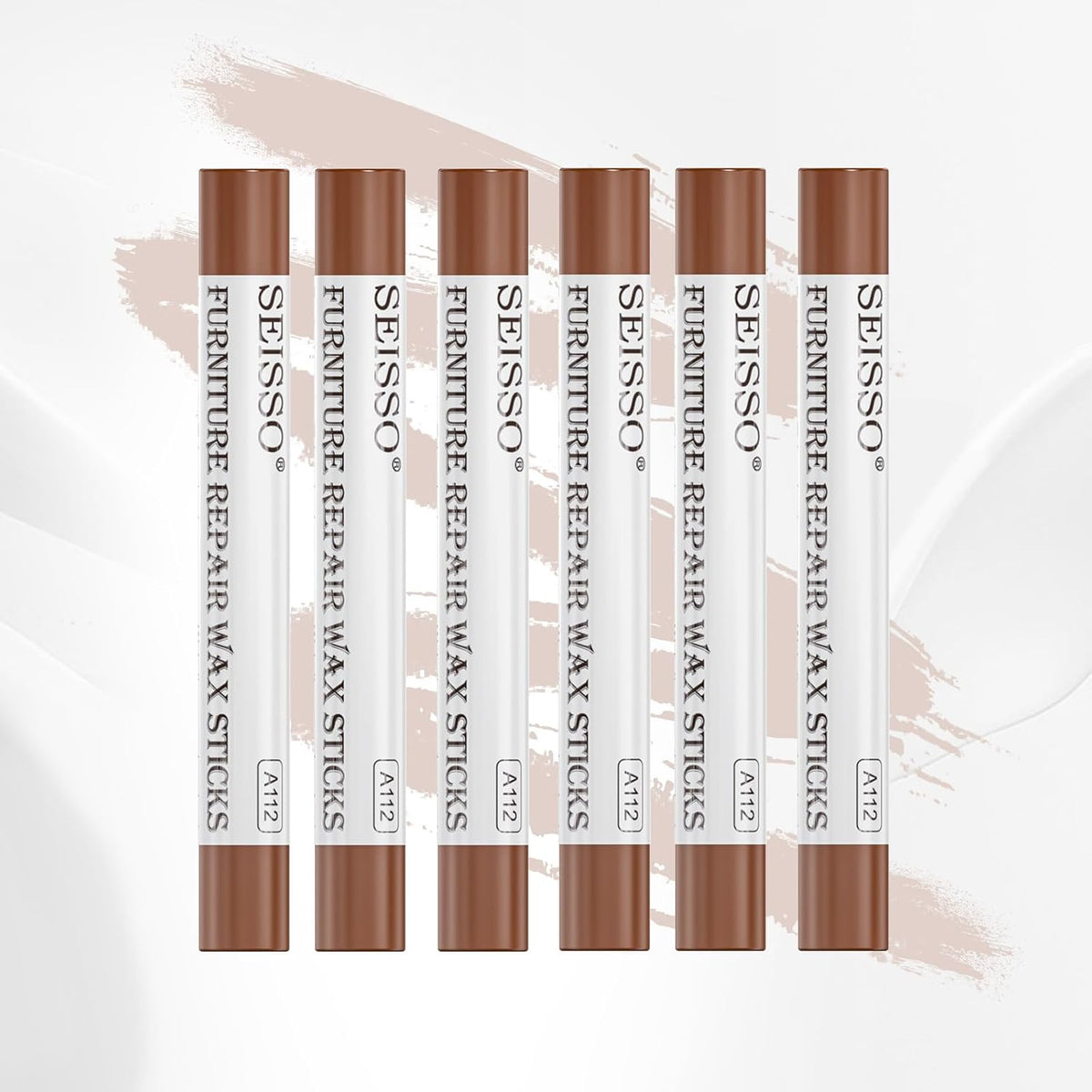 SEISSO Furniture Repair Crayon, 6 Pcs - Wood Filler Sticks, Scratch Repair Wax, Furniture Marking Repair - Scratch, Hole, Table, Wood Floor, Guitar, Covering, Instrument Fill Sticks -Red Cherry