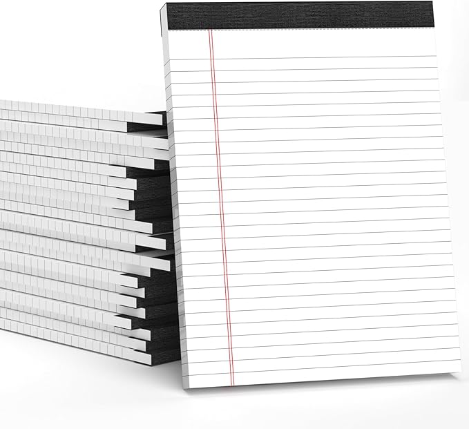 24 Pack Legal Pads 8.5 x 11 White Note Pads 8.5 x 11 Notepads 8.5 x 11 Wide Ruled White Writing Pads of Paper 8.5 x 11 Legal Notepads 8.5 x 11 White Lined Paper Pads 30 Sheets Per Legal Note Pads