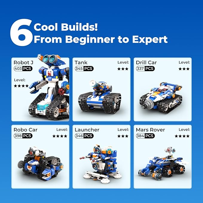 STEM Robot Toy 6-in-1 Robot Building Kit for Boys Age 8-12, APP Remote Control STEM Coding Toys, Educational Robotics Gifts for Boys Girls Kids Ages 7 8 9 10 11 12 (480 Pieces)