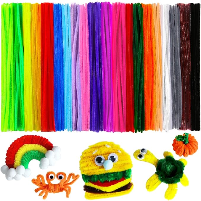 200pcs 20colors, Pipe Cleaners, Chenille Stems, Pipe Cleaners for Crafts, Pipe Cleaner Crafts, Art and Craft Supplies