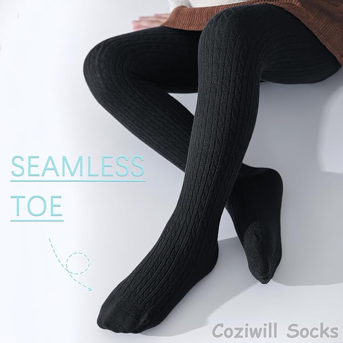 Girls Tights Seamless Toddler Stockings Tights Soft Cotton Cable Knit Baby Girl Tights Leggings 4-12 Years