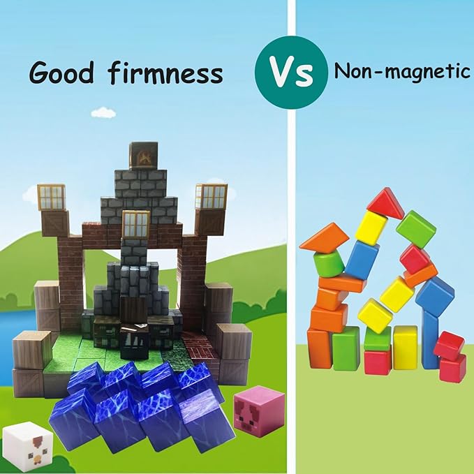 Magnetic Blocks Animals Magnet Cubes 100Pcs Montessori Building Block Sets STEM Sensory Construction Toys for Boys Girls Ages Kids 3-12 Birthday Party Gifts