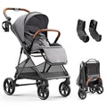 Air Lux Baby Stroller with Carbon Fiber Frame, One-Hand Fold & Reversible Seat, Magnetic 5-Pt Harness, Car Seat Adapter, 15.8lbs, Cinder