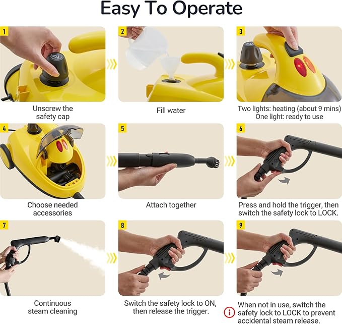 Steam Cleaner with 28-in-1 powerful, deep cleaning for home, floor, car, tiles, grout, oven,grove,range, wall and window in kitchen, living room,bathroom, high temperature steam cleaning