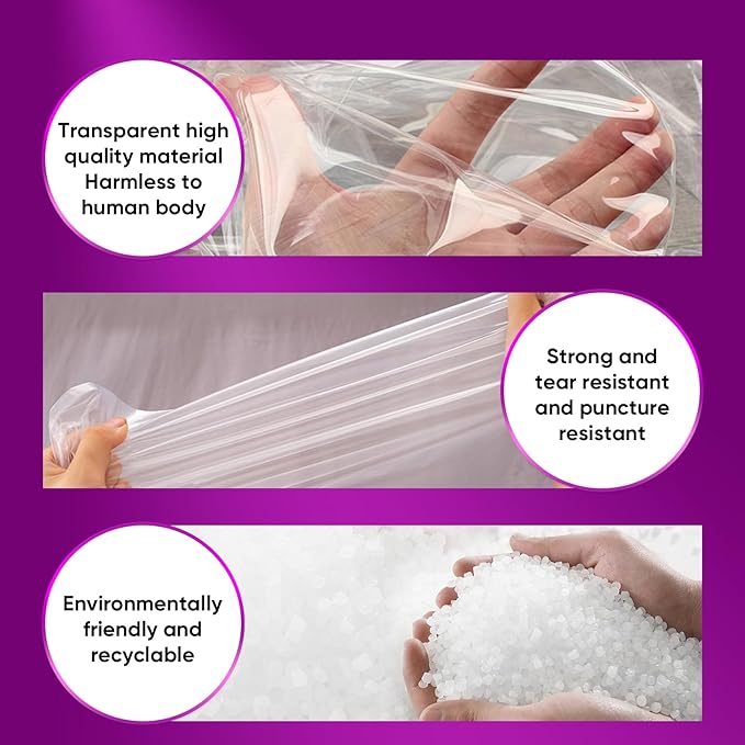 ZCHENBS® – Mattress Bags for Moving and Storage,Mattress Bag with Zippers,5 Mil Ultra-Thick Bed Bag,Waterproof,Anti-Tear,Heavy-Duty Mattress bag (Tansparent/Purple, Crib-(1 Pack))