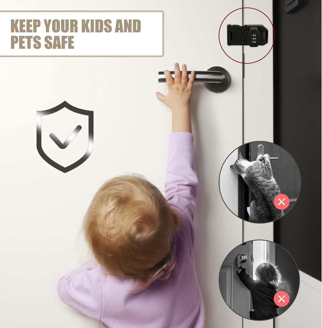 Password Rotary Hasp Locks, Digit Combination Lock Door Security Slide Latch Door Lock for Drawers, File Cabinets, Cabinets, Interior Doors, Barns, Garage Doors, Fence (4 Inch)
