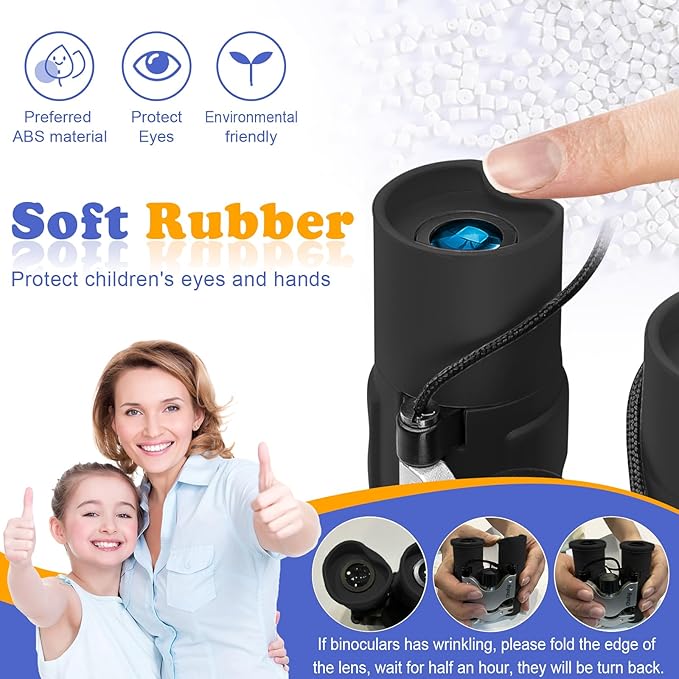 Obuby Real Binoculars for Kids Gifts for 3-12 Years Boys Girls 8x21 High-Resolution Optics Compact Toy Binocular for Bird Watching,Travel, Camping