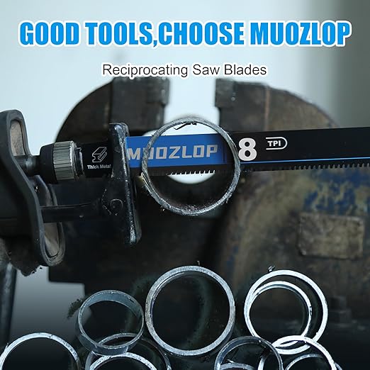 2 Pack 9 inch Reciprocating Saw Blades Set，8 TPI High Carbon Saw Blades for Metal ，Saw Blades with Organizer Case (2, 8T/9inch)