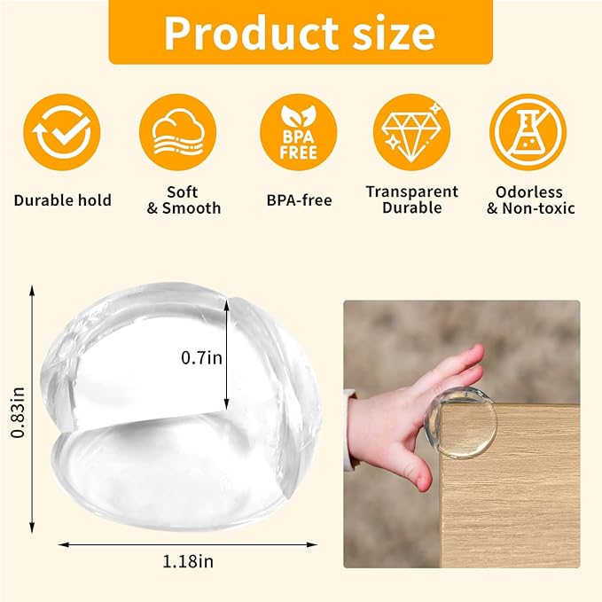 40 Pack Corner Protector Baby, Spherical Shapes Baby Proof Corners and Edges, Clear Table Corner Covers Baby, Baby Corner Protector Guards, Corner Guards for Table Edges & Sharp Corners