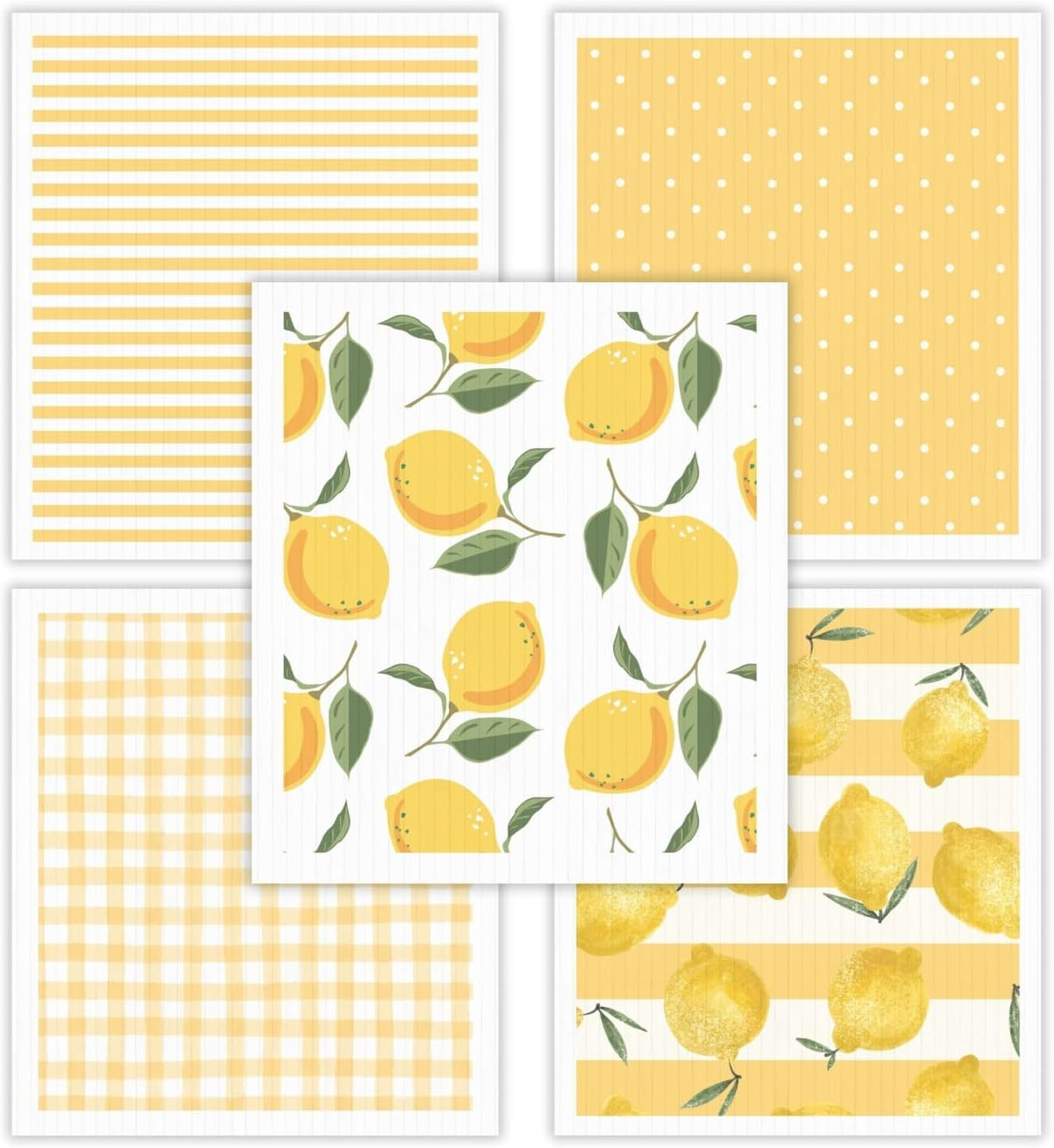 HALL & PERRY Swedish Dishcloths for Kitchen, 5-Pack, Reusable Cellulose Sponge Cloths for Kitchen & Cleaning – Eco-Friendly, Ultra-Absorbent, Quick-Drying (Lemon Yellow)