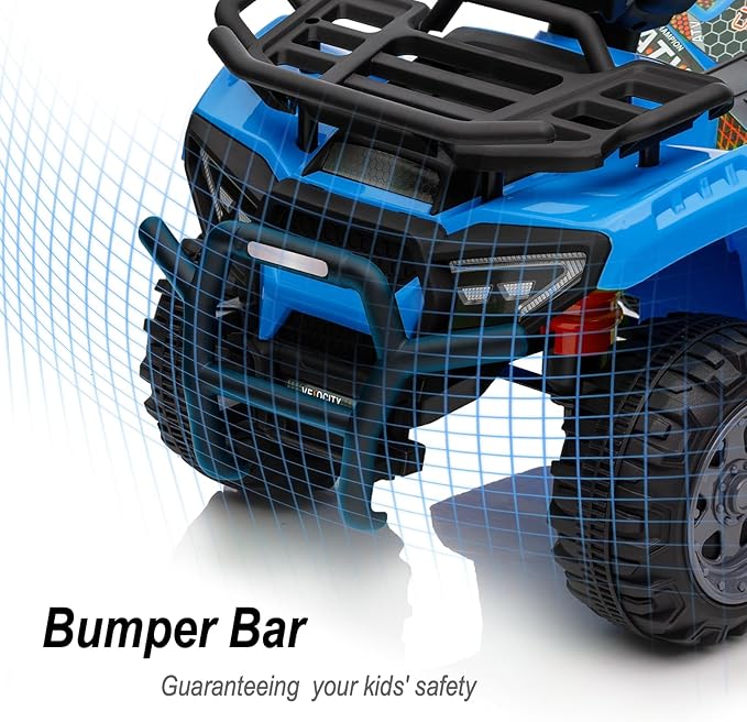 Kids ATV 4 Wheeler, 6V Ride-On Toy for Toddlers 1-3 Boys & Girls with Music, Forward & Reverse - Blue