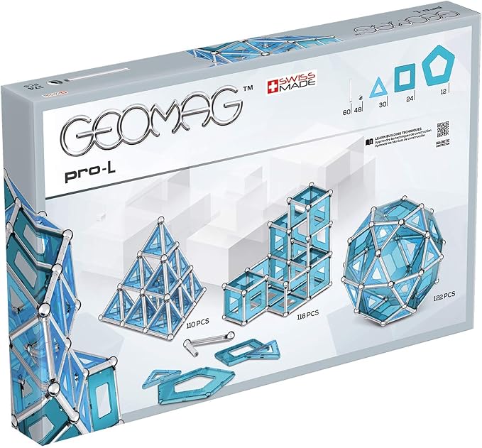 GEOMAG Magnetic Toys | Magnets for Kids | STEM-endorsed Educational Building Cube Set for Creativity & Learning Fun | Swiss-made | Age 8+ Pro-L Kit 174 Piece
