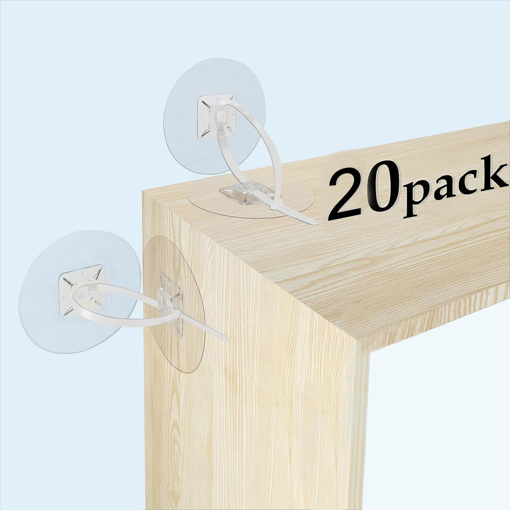 Furniture Anchors No Drill Upgraded Furniture Straps for Baby Proofing, Self-Adhesive Secure 168 Pound Furniture Prevent Falling Anti Tip Earthquake Straps for Child Safety