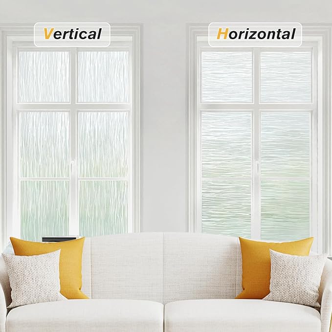 Haton Window Privacy Film, Frosted Glass Privacy Window Clings, Sun Blocking Frosting Opaque Coverings, Static Cling Removable Decorative Stickers for Home Door, Non-Adhesive 35.4" x 78.7"