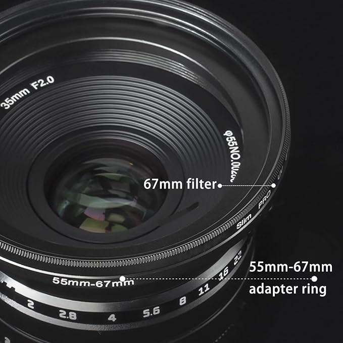 52mm Lens to 58mm Camera Lens Adapter 52mm to 58mm Step Up Ring Adapter Ring for All Brands of UV ND CPL, with Premium Lens Wiping Cloth 2 Pack (52mm-58mm)