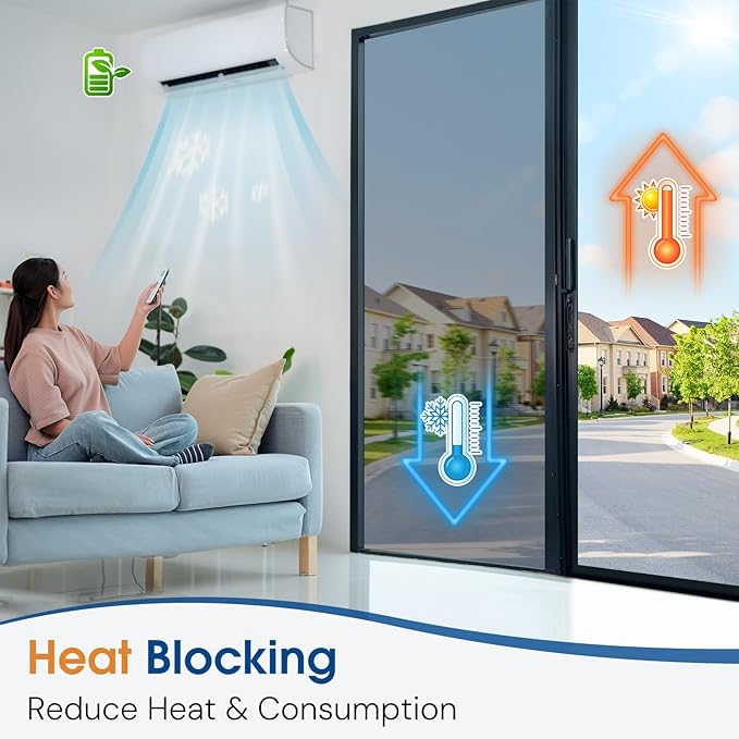 Homein One Way Privacy Window Film with Tool Window Tint for Home See Out Not in Heat Control Sun Blocking Mirror Reflective Anti UV Covering Static Cling No Glue Sliver 23.6 x 157.4 inch
