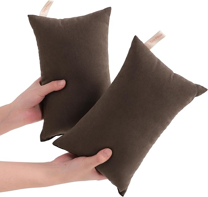 NTBAY Tiny Pillows, Down Alternative 7"x11" Microfiber Mini Pillows for Travel, Pets, Soft Machine Washable Small Pillow for Neck, Wrist, Lumbar and Knee, Dark Brown