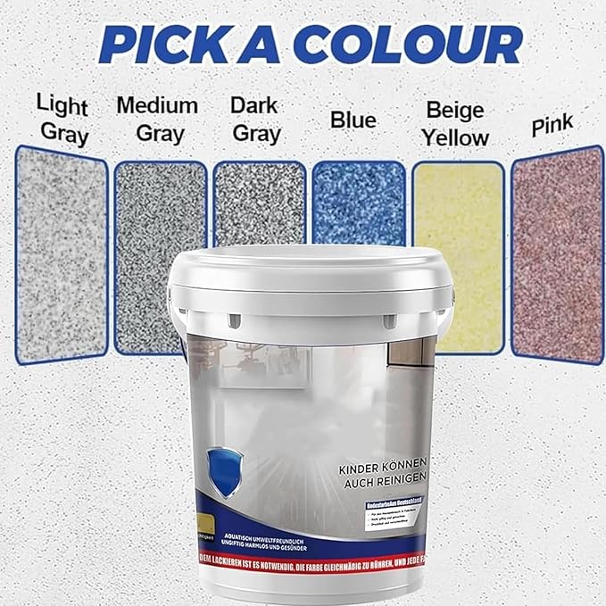 Epoxy Floor Paint, Epoxy Colored Sand Floor Paint, High-Gloss Marble Effect Self-Leveling Coating, Waterproof, Non-Slip, Ultra-Durable for Garage, Basement, Wood Floors (Azurite Blue,44 lb)