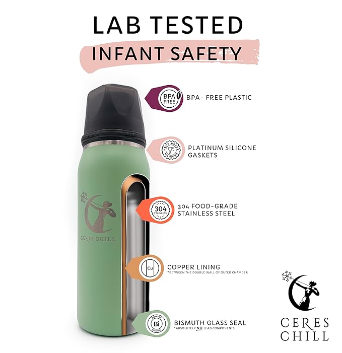 CERES CHILL OG Breastmilk Chiller, Reusable Storage Container, Up to 34 oz. - Bottle Cooler Keeps Milk at Safe Temperatures for Up to 20 Hours, Connects w/Most Pumps (White)