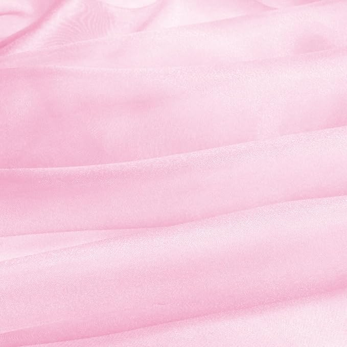 VACVELT Sheer Organza Fabric by The Yard, 60 Inch Wide Light Pink Organza Fabric Bolt Bridal Sheer Tulle Fabric, Silk Organza Roll for Wedding Party Decorations Backdrop Curtain (10 Yards)