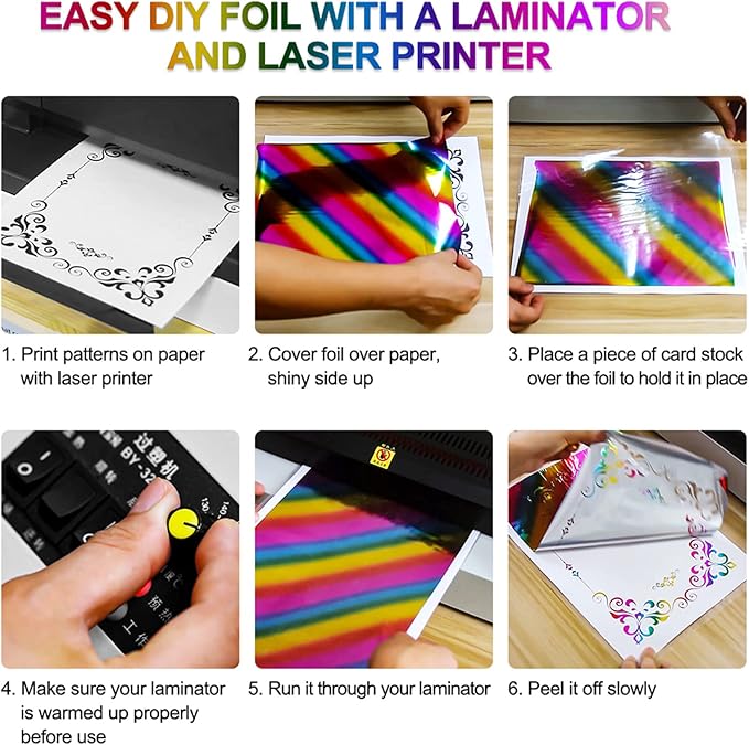 Briartw 20x29cm Hot Foil Paper 50 Sheets Pack Toner Reactive Foil Hot Stamping Foil Paper by Laser Printer and Laminator for Scrapbooking Craft Cardmaking DIY Album (Pink, 50 Sheets)
