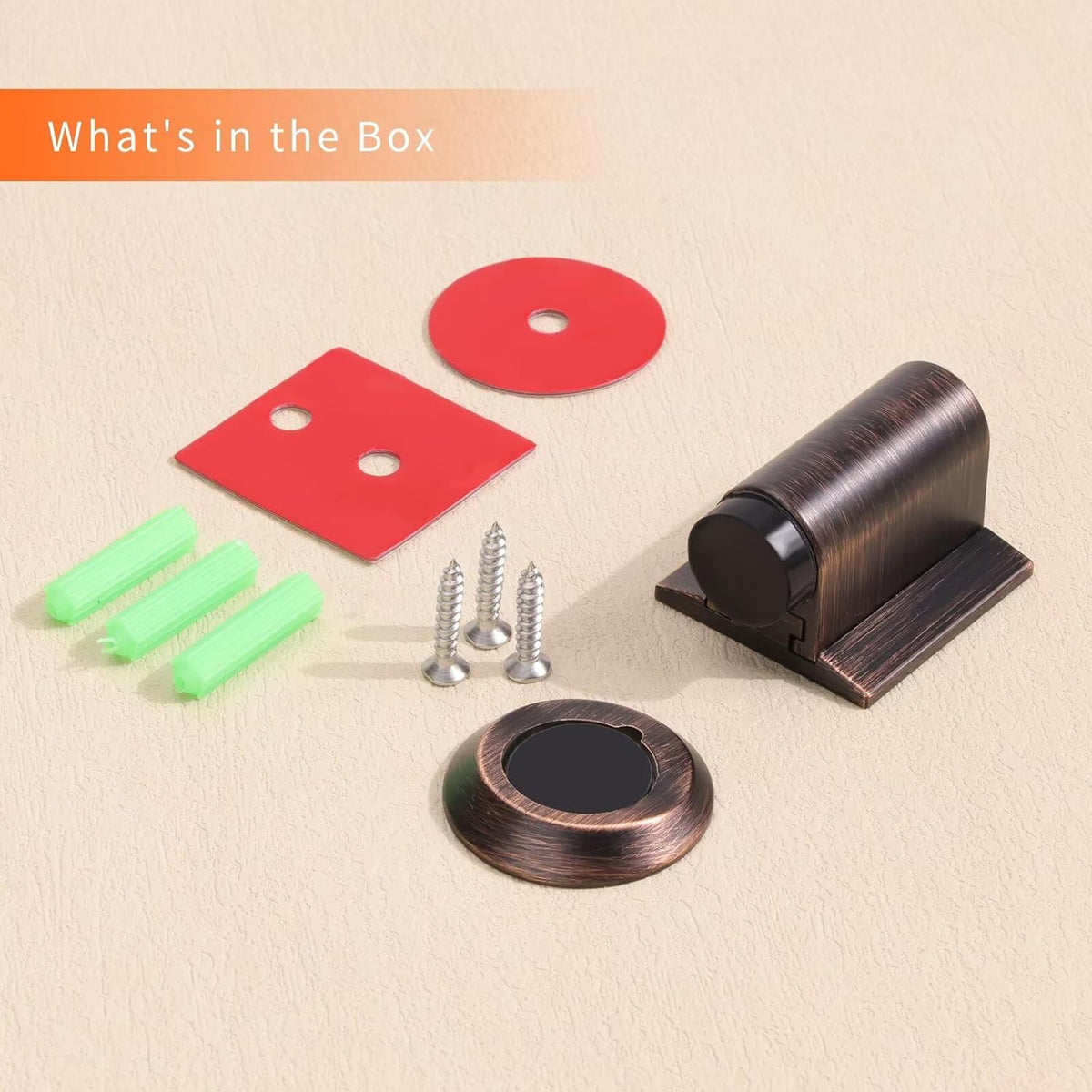 Bak Bo Magnetic Door Stoppers 2 Pack Bottom of Door Holder Keep Door Open No Drilling Magnet Floor Door Stop with Screws and Adhesive Oil Rubbed Bronze DS268ORB-2