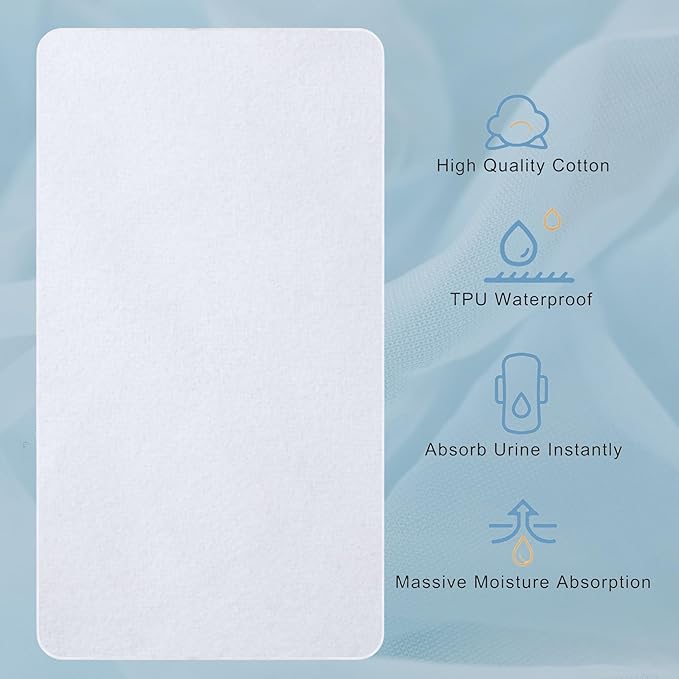 Waterproof Crib Mattress Protector Pad, 34" x 54", Washable, Reusable Flannel Protector Pad for Baby, Toddler, Elders and Pets, 1 Pack
