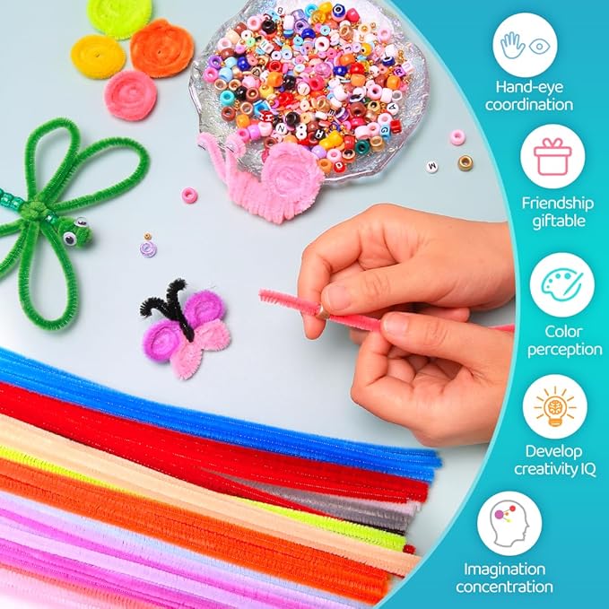 Iooleem 500pcs Multi-Colored Pipe Cleaners, Chenille Stems, Pipe Cleaners for Crafts, Pipe Cleaner Crafts, Art and Craft Supplies.