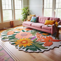Handmade Wool Floral Area Rug for Living Room | Elegant Flower Garden Design, Soft, Thick and Durable | Bedroom, Dining Room & Home Decor Carpet (8' Round, Floral G)