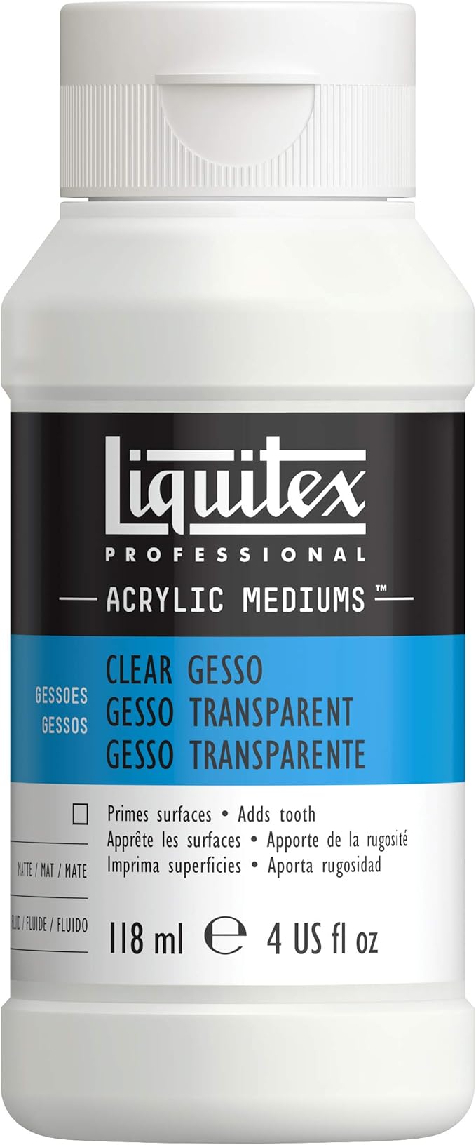 Liquitex Professional Gesso Surface Prep Medium, 118ml (4-oz), Clear