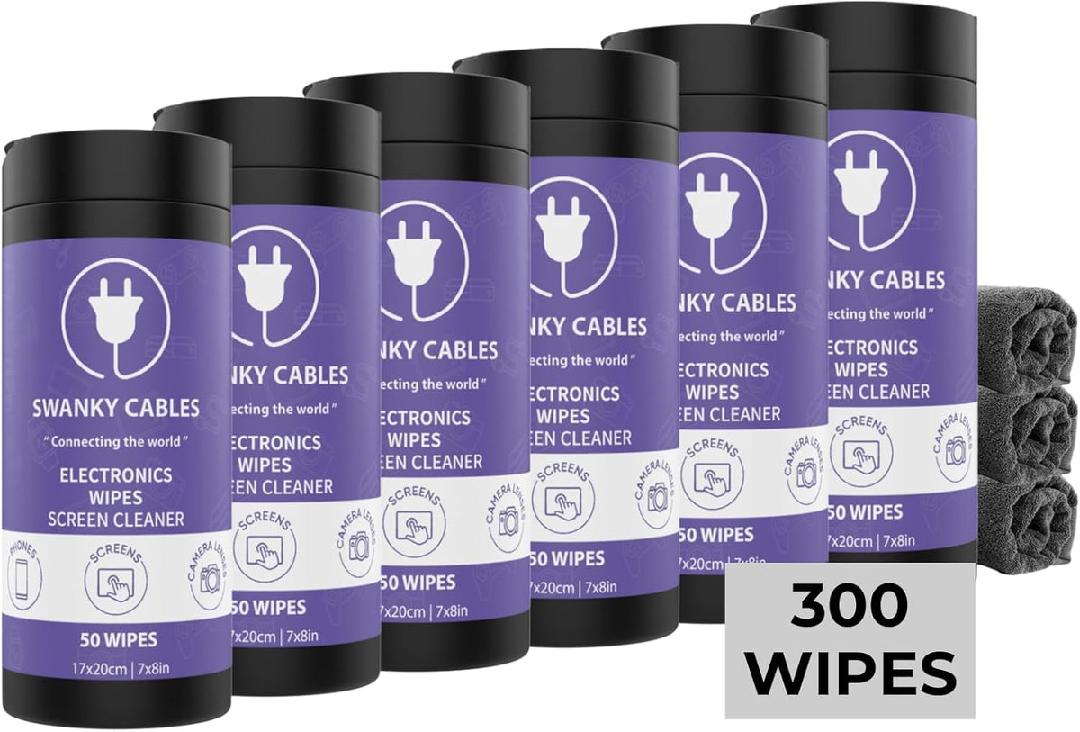 Screen Cleaner Wipes: Electronic Wipes for Screens - Computer Screen Wipes for Lens, Phone, Tv Screen and Monitor Cleaning - Tech Wipes & Microfiber Cloth (Canister, 300 Count)
