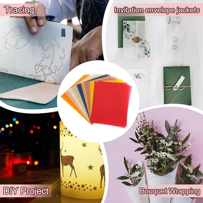 PATIKIL 60 Sheets Vellum Paper 8.5x11inches, Printable Translucent Paper 100GSM Colored for Invitations Laser Inkjet Printing Card Making Crafting Wedding Tracing, Light Blue/White
