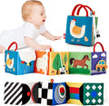 hahaland Baby Toys 0-6 Months - High Contrast Newborn Toys - Baby Tummy Time Books 0-6 Months with Crinkle, Squeaky Sounds, Touch Feel, Visual Stimulation
