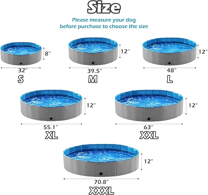 Jasonwell Foldable Dog Pet Bath Pool Collapsible Dog Pet Pool Bathing Tub Kiddie Pool Doggie Wading Pool for Puppy Small Medium Large Dogs Cats and Kids 39.5" Grey